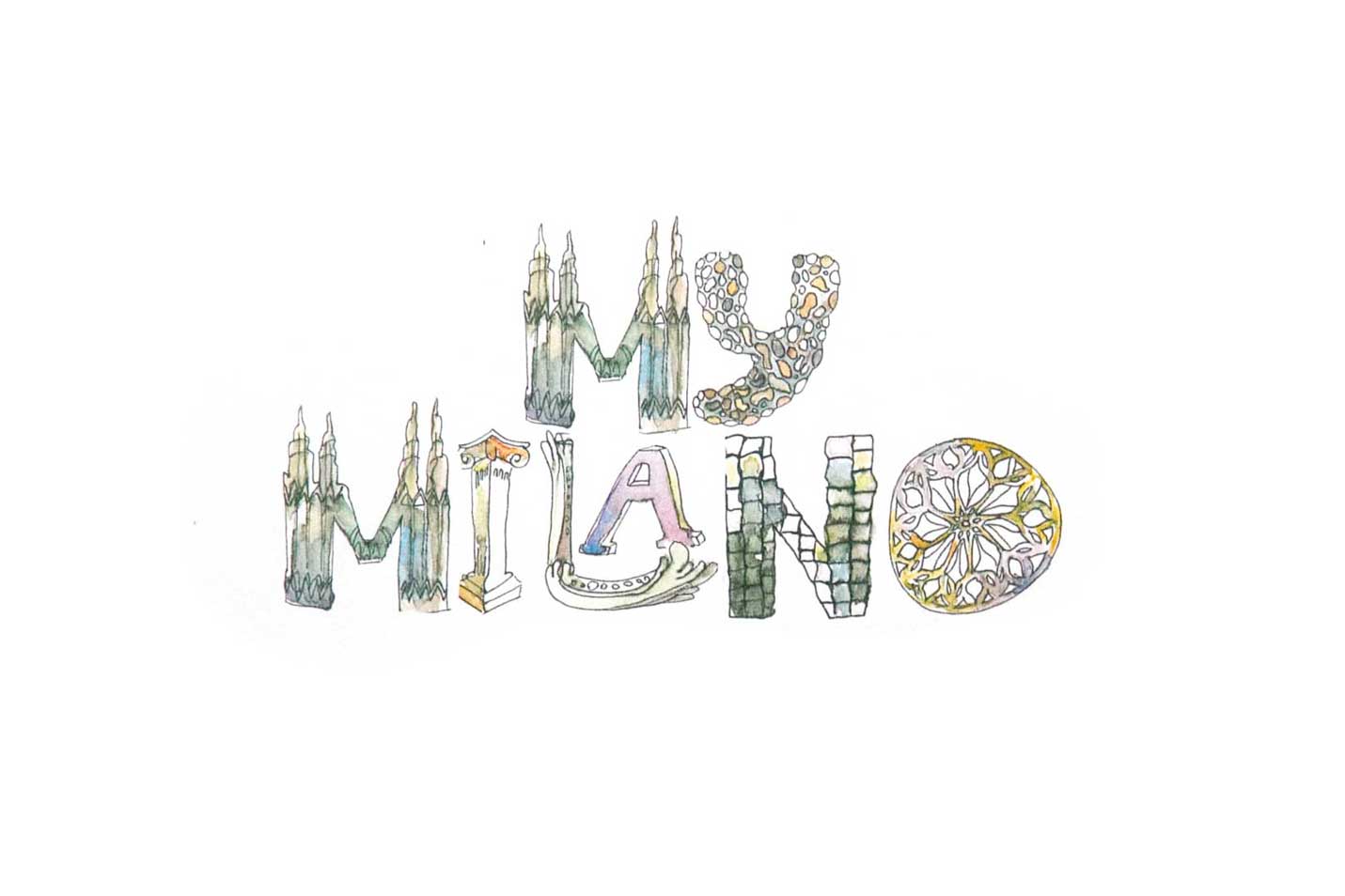 Illustrations of Milan for myMilano personal guide by Ksenia Smirnova, 15:03 design