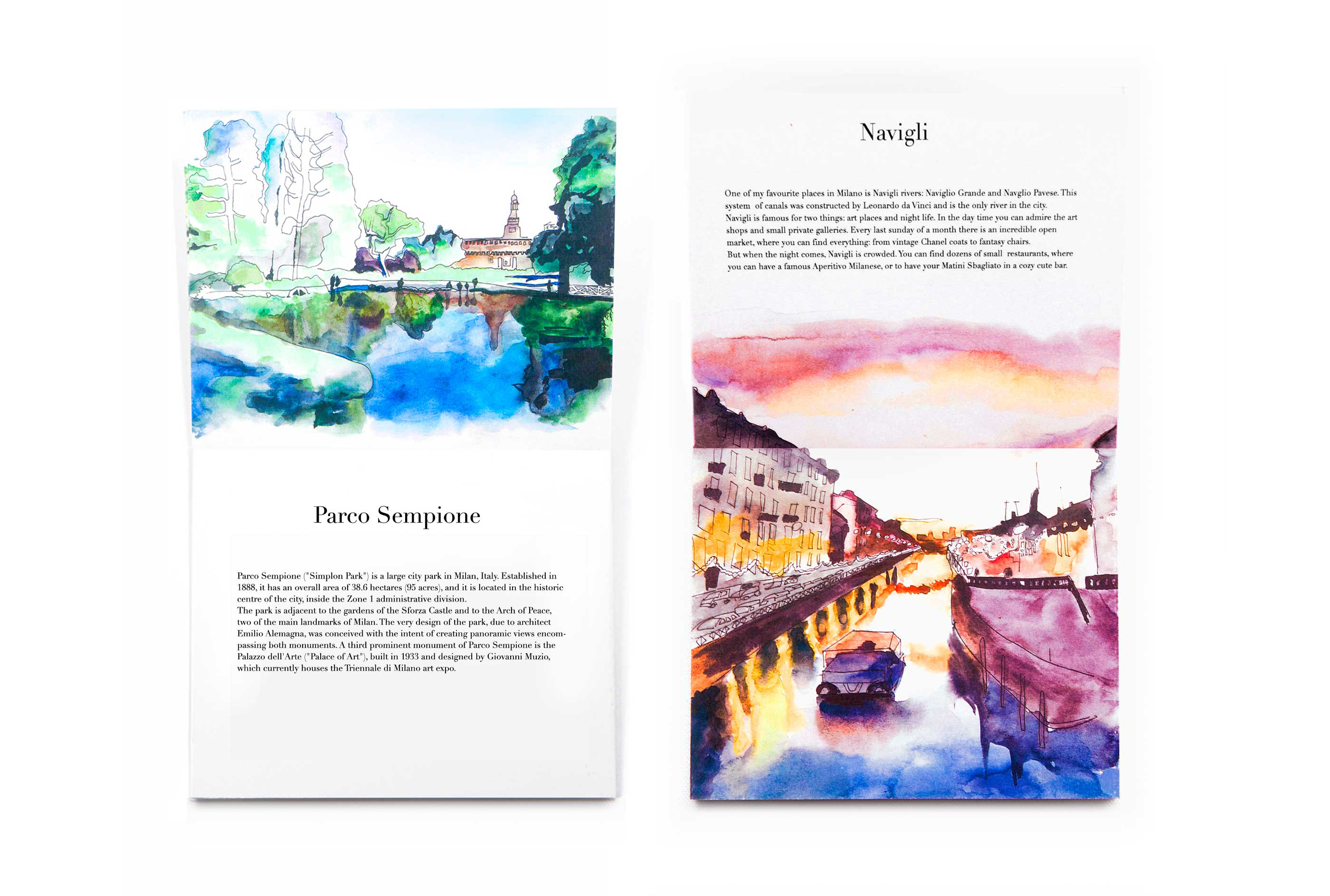Illustrations of Milan for myMilano personal guide by Ksenia Smirnova, 15:03 design