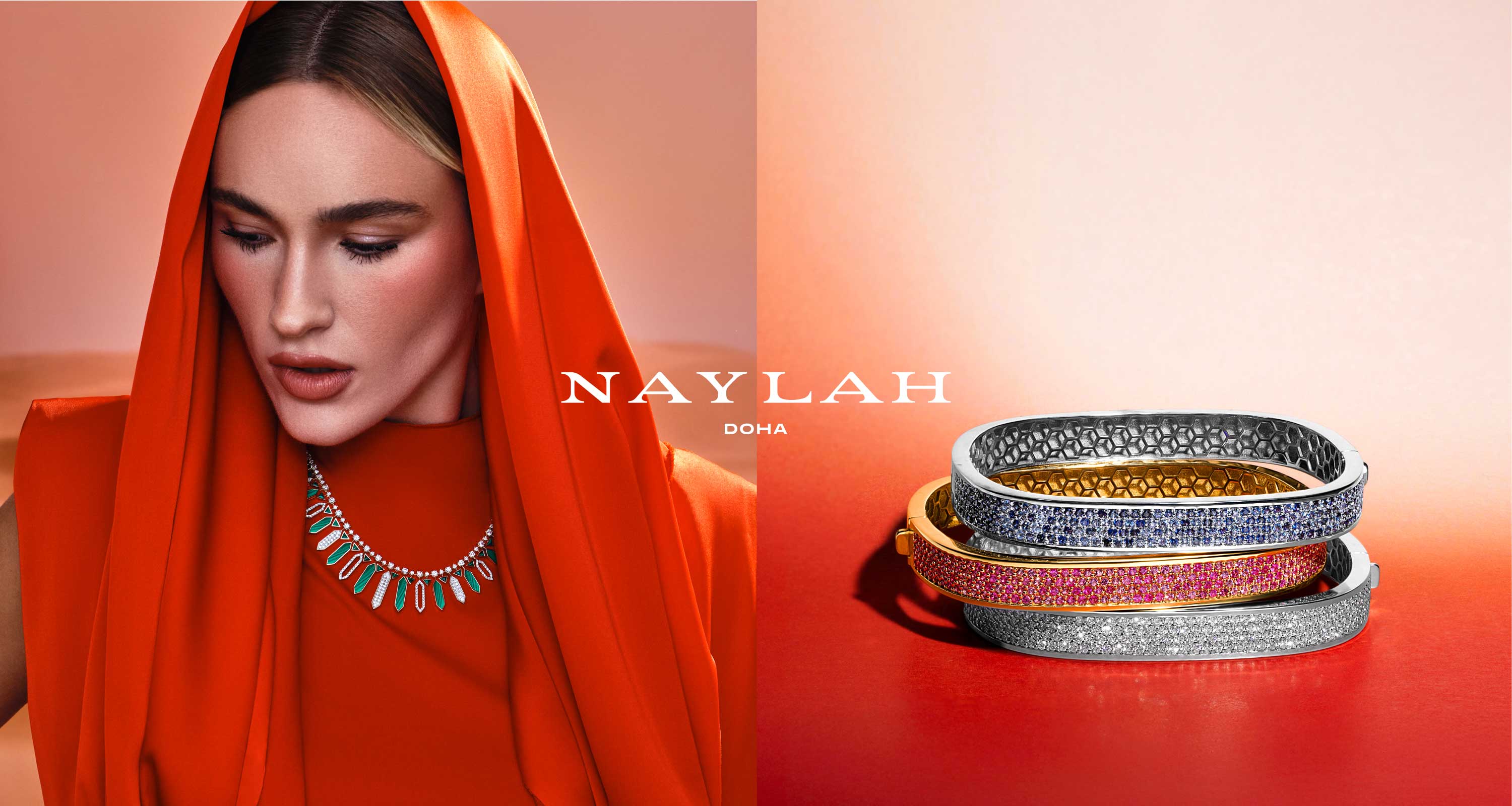 Naylah Jewellery branding, visual identity, logo design, creative direction in Qatar