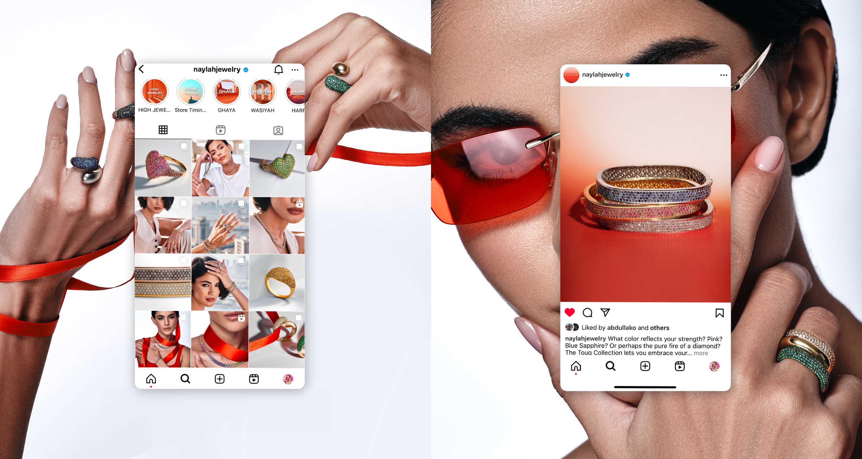 Naylah Jewellery branding, instagram design, logo design, creative direction in Qatar