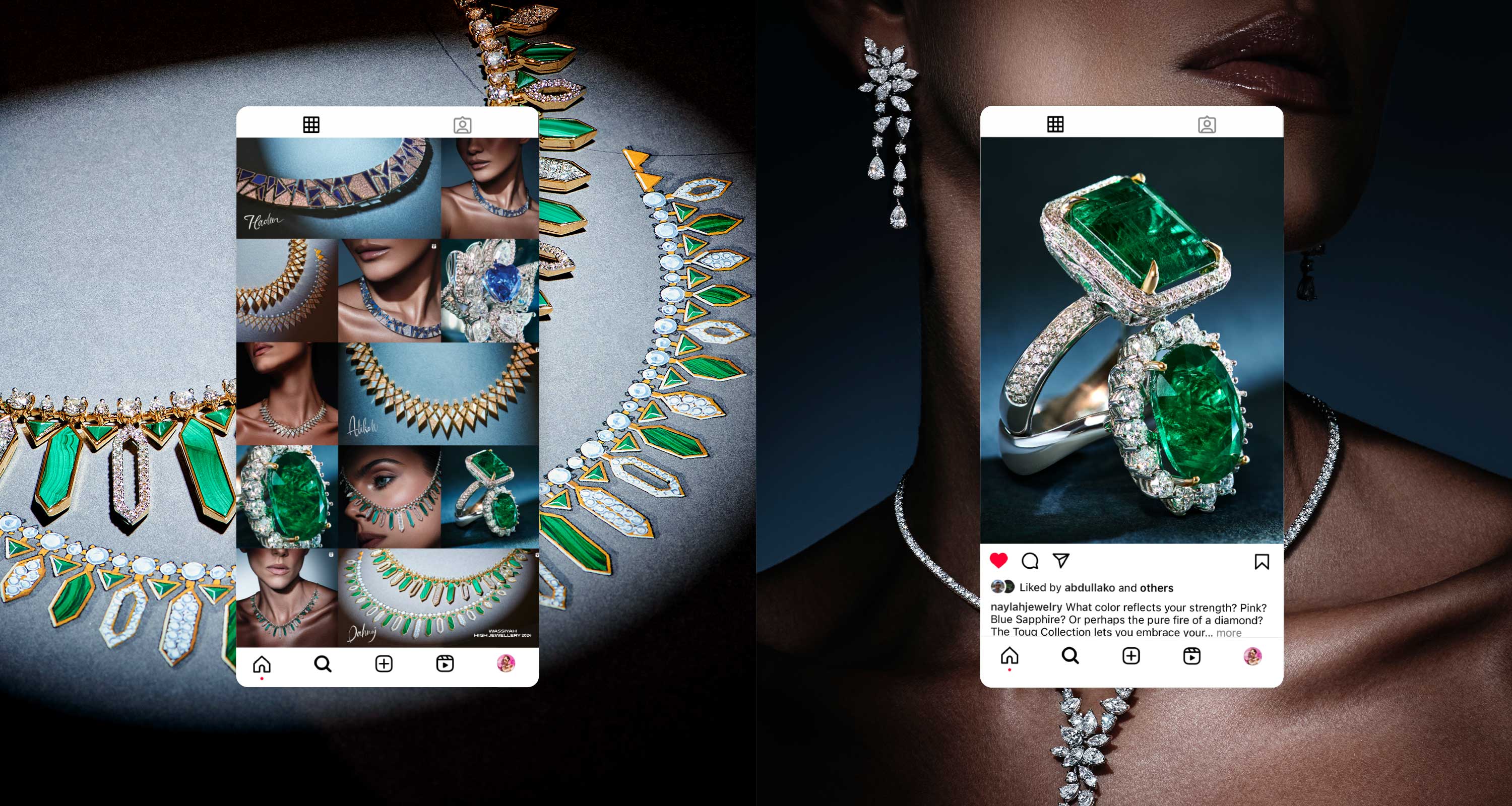 Naylah Jewellery branding, instagram design, logo design, creative direction in Qatar
