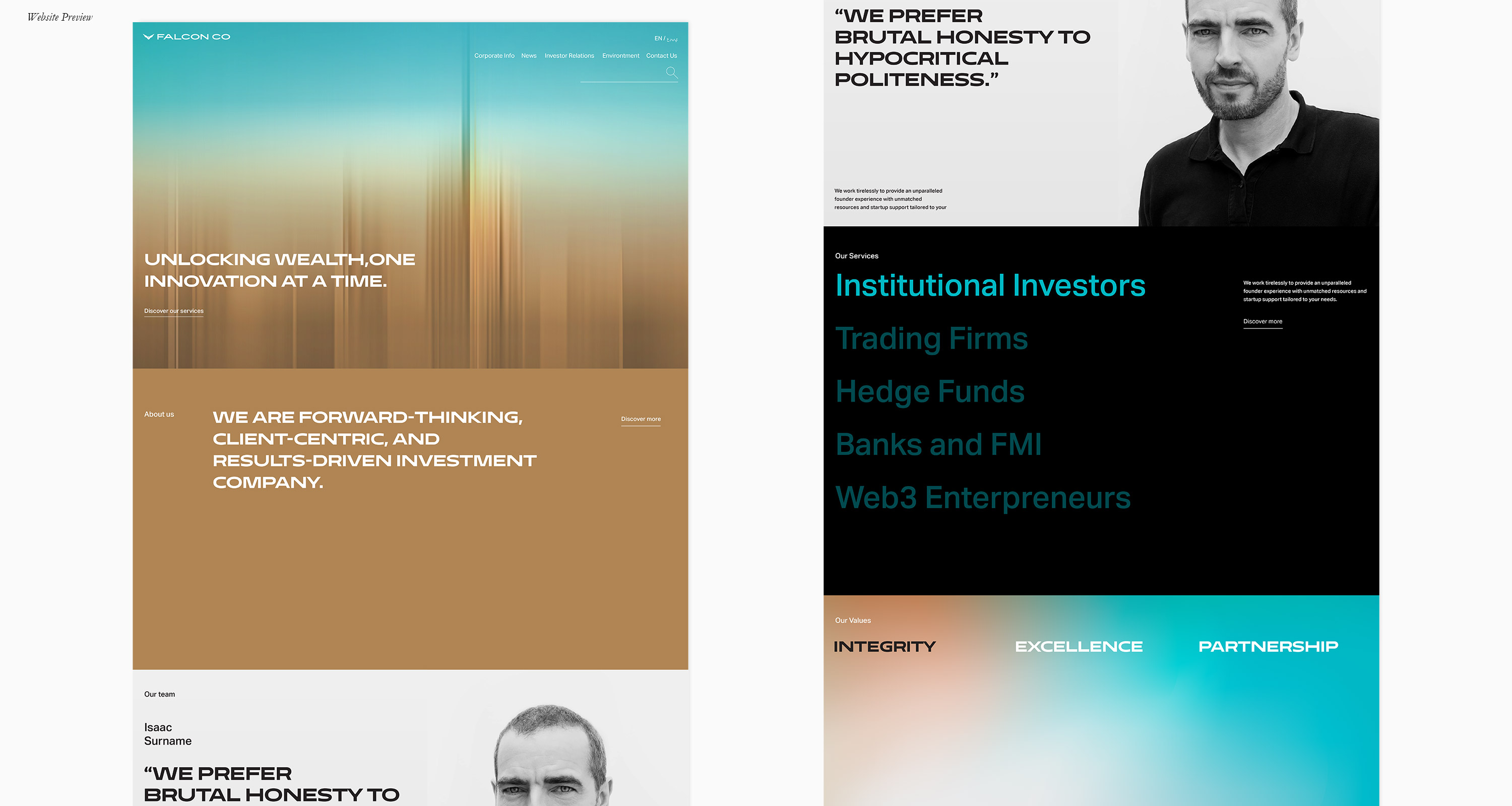 Branding for Falcon, an Investment Company in Dubai