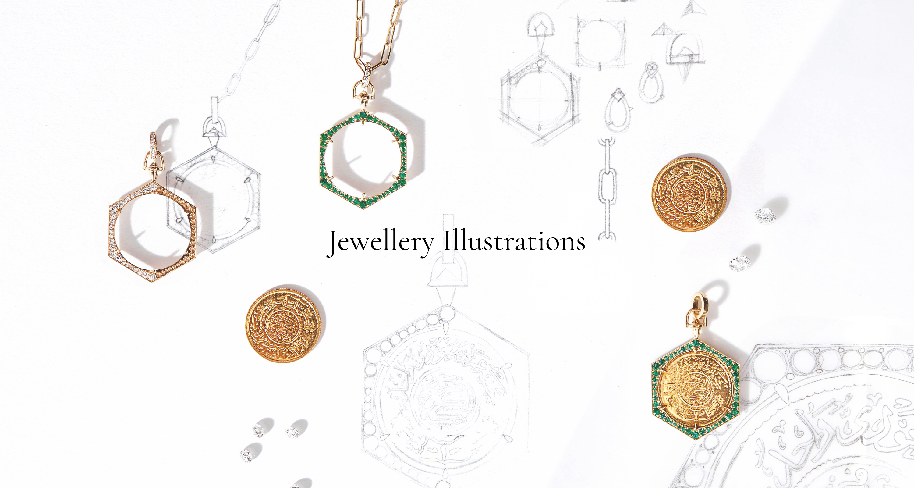 Jewellery Illustrations - Crafting Visual Identity, pencil sketches
