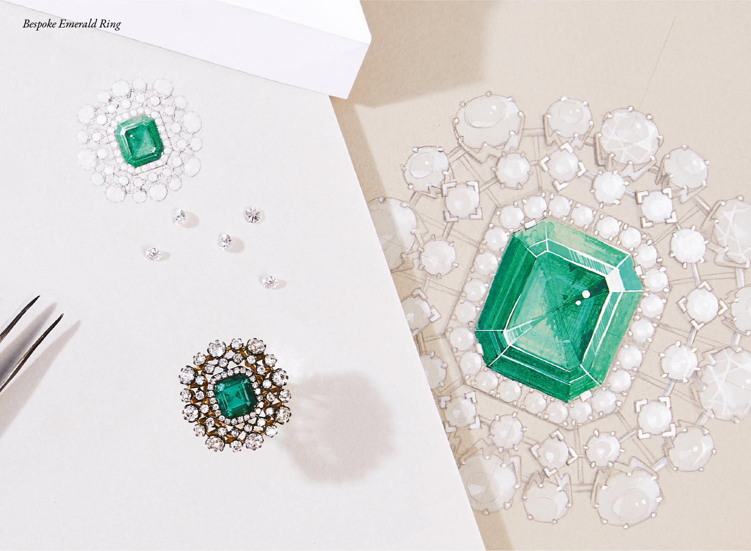 Bespoke Hand-Sketched Emerald Ring Design